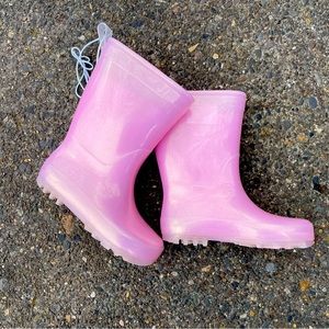 New Cat and Jack pink shimmery rain boots.